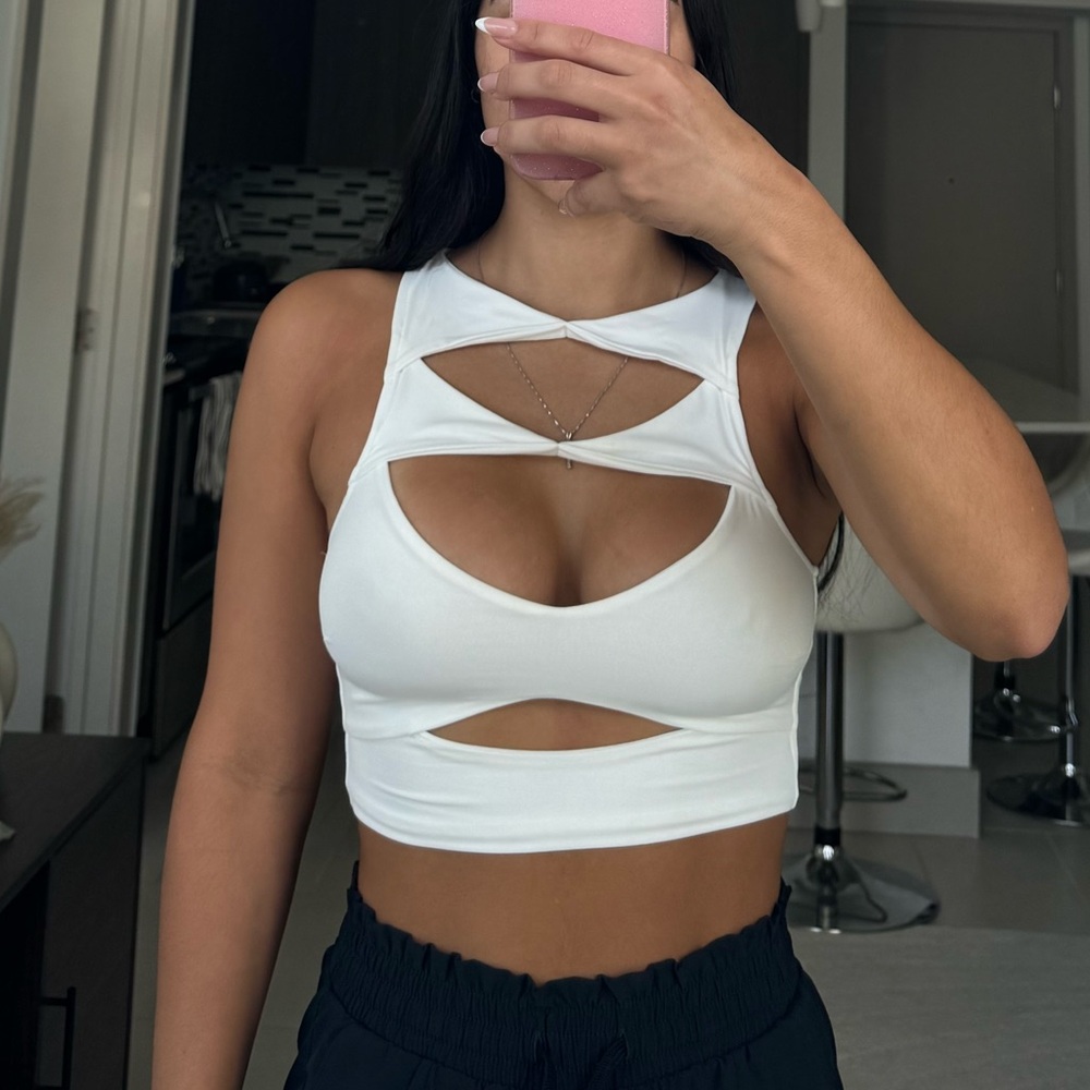 Meshki Chloe Cut out crop top in White - Size Small